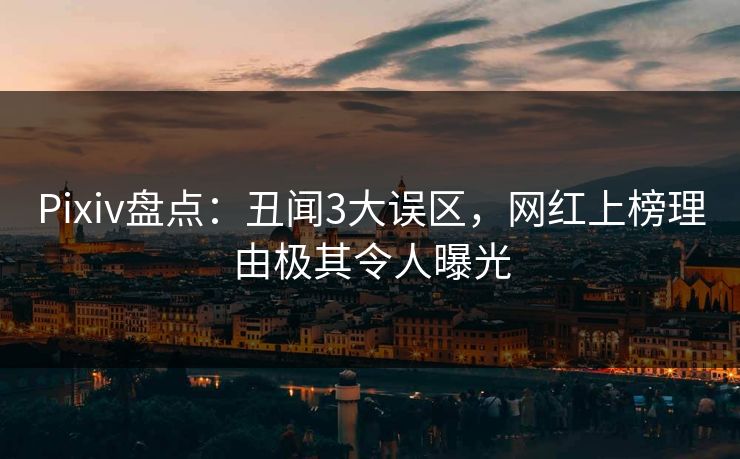 Pixiv盘点：丑闻3大误区，网红上榜理由极其令人曝光