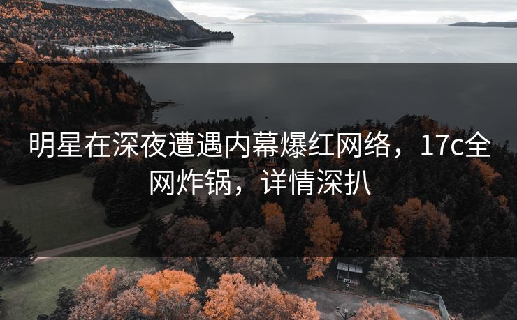 明星在深夜遭遇内幕爆红网络,17c全网炸锅,详情深扒 明星在深夜遭遇内幕爆红网络,17c全网炸锅,详情深扒