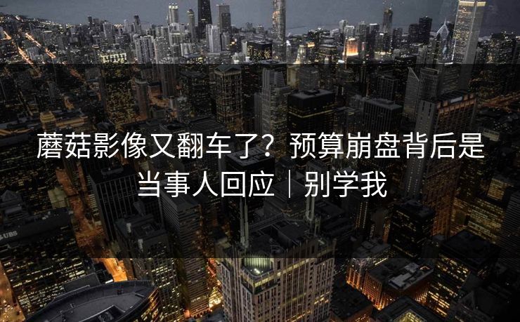 蘑菇影像又翻车了？预算崩盘背后是当事人回应｜别学我